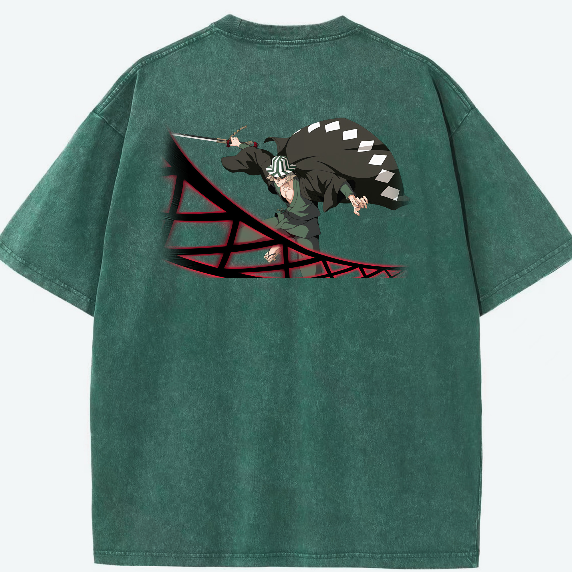 （画像用） "ブリーチ 浦原 喜助（うらはら きすけ） BLEACH Urahara Kisuke " 綿100% ヴィンテージ風 半袖Tシャツ（背面プリント）